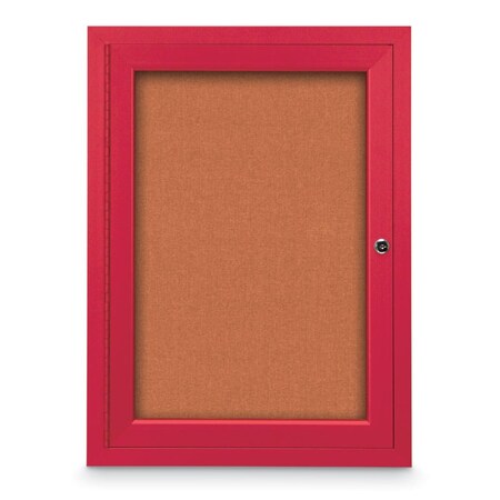 United Visual Products Slim Enclosed Corkboard, 11"x13-1/2", White Alum Frame/Cobalt UVEB1113-WHITE-COBACC